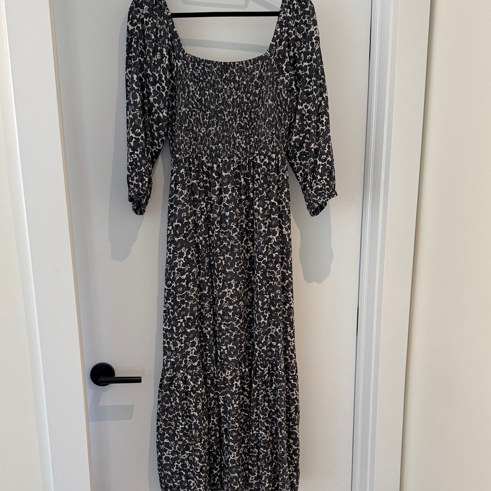 Marine Layer Black and Cream Floral Maxi Dress